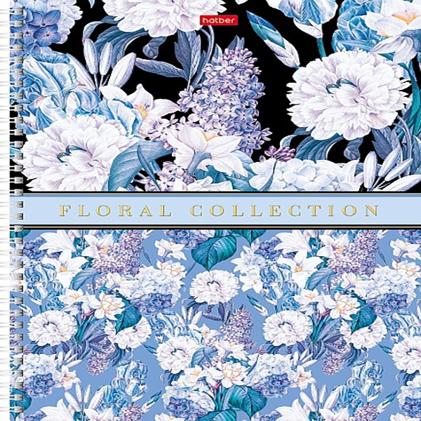 Тетрадь  А4  80л. кл. спир."Хатбер" Floral collection, тв.обл.,многоцв.срез — Абсолют