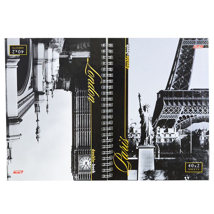 Тетрадь двойная на спирали А5 Hatber "Лондон-Париж", 80 листов, клетка — Абсолют
