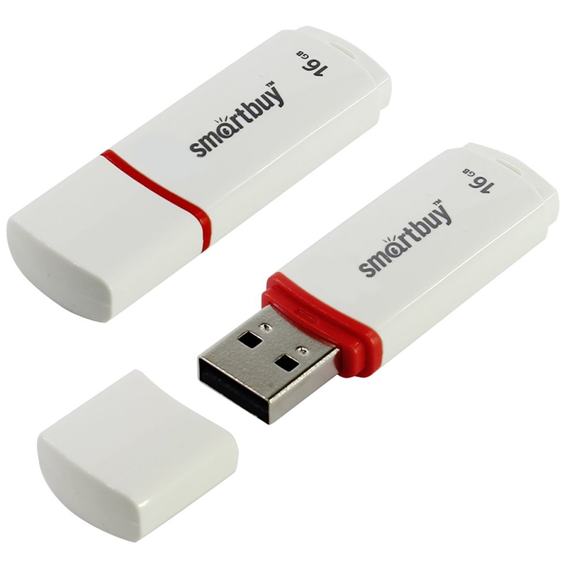 Память USB2.0 FlashDrive 16GB Smartbuy Crown, белый