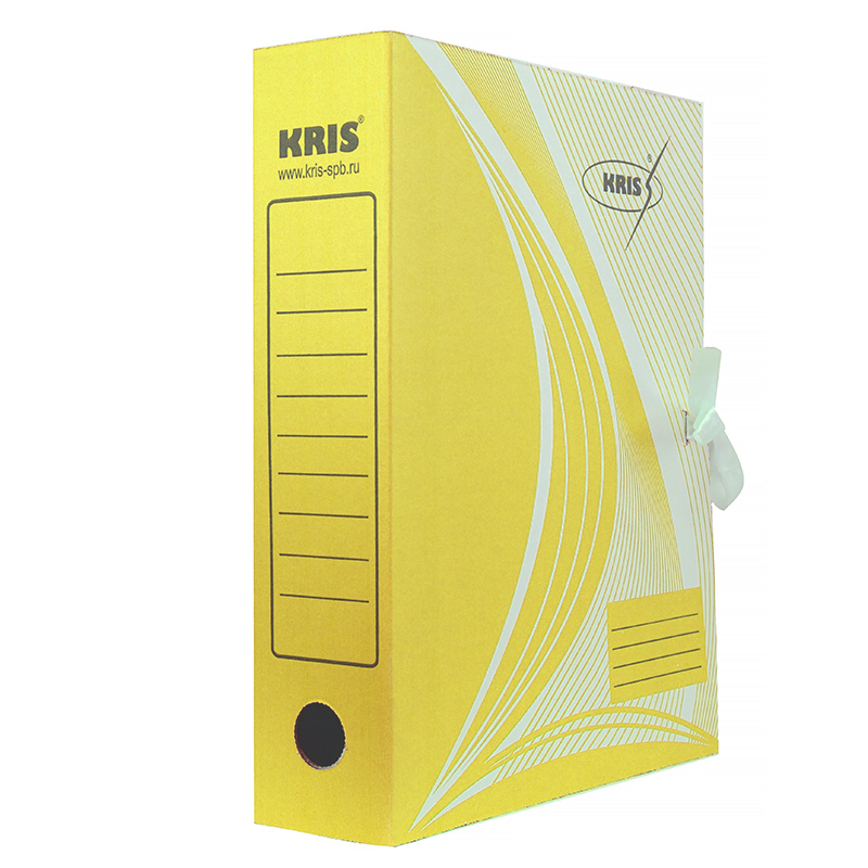 Папка архивная "KRIS", 75 мм, с завязками, желтая — Абсолют