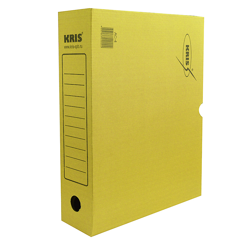 Короб архивный "KRIS", 75 мм, разборный, желтый — Абсолют
