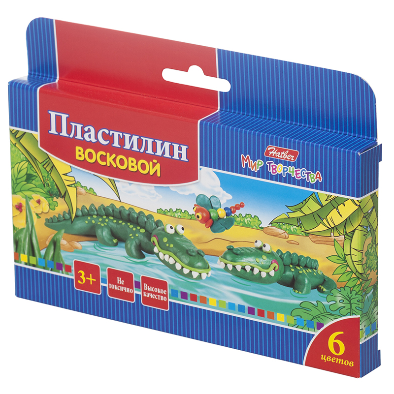 Пластилин 06 цв.    090г.  "Хатбер"Забавные зверята, воск./