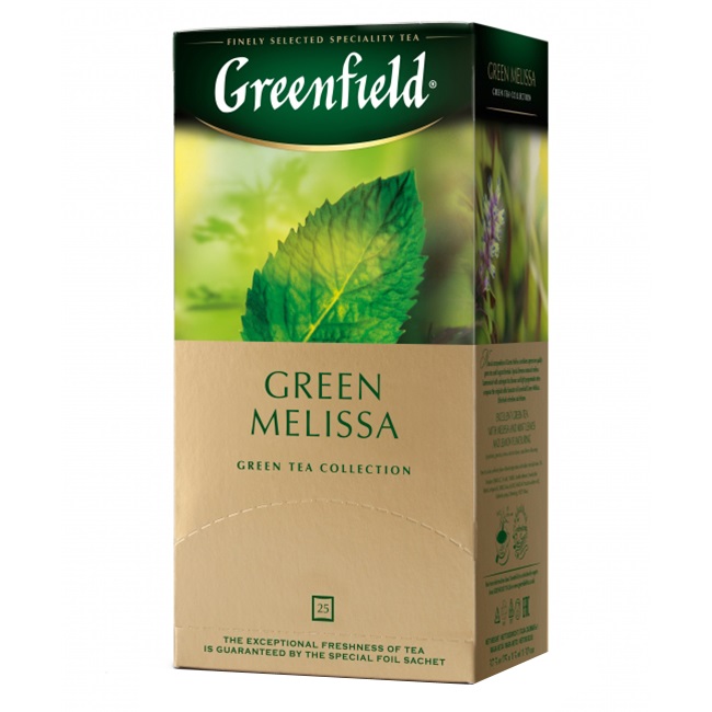 Чай  25 пак. Гринфилд Green Melissaa 1,5г., зеленый/10