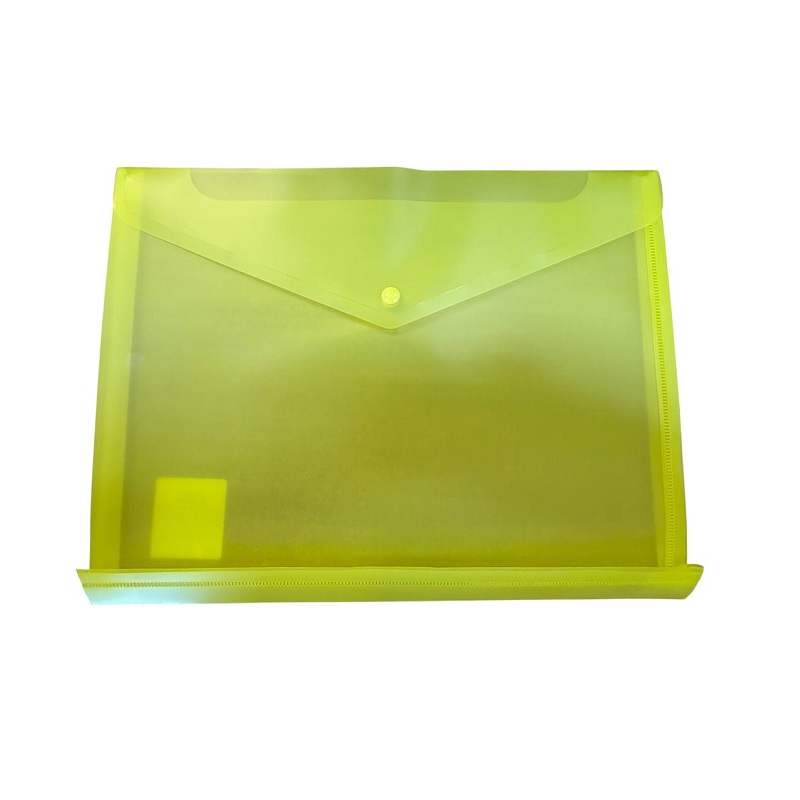 Папка на кнопке А4 пластик (0,18мм), Бюрократ, расшир., желтая