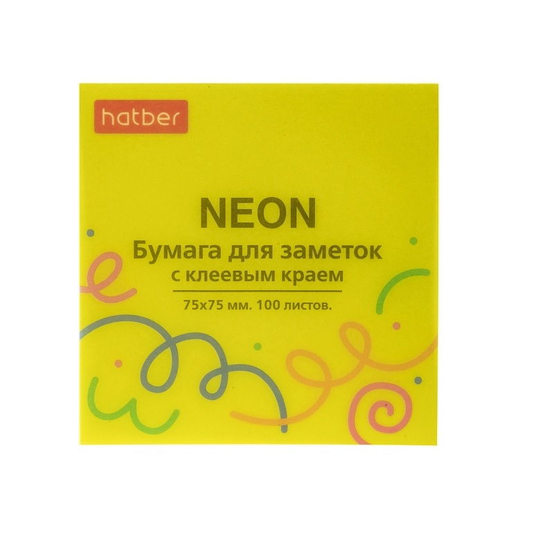 Блок с кл.сл. 75х75  Hatber 100л., неон. желтый