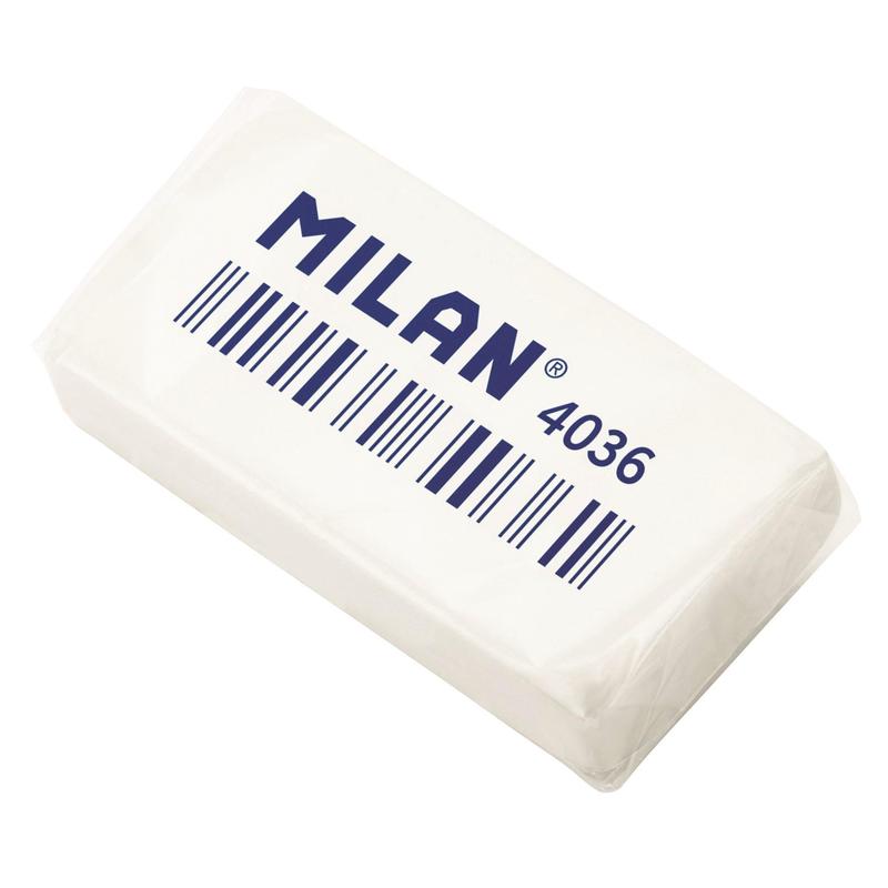 Ластик 39х20х08 Milan, каучук, белый/ Ластик 39х20х08 Milan, каучук, белый/