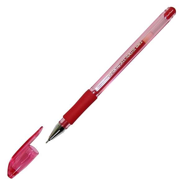 Ручка гел. крас. 0,7мм Crown, игольч. стерж., грип, стерж. 137мм/12/144