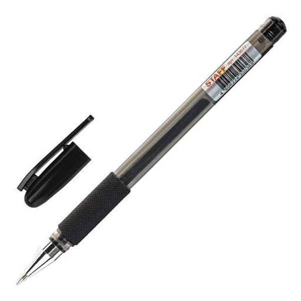 Ручка гелевая "STAFF Basic GP-677", 0.5мм., грип, черная — Абсолют