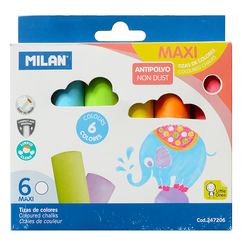 Мел цвет.  (упак.- 6 шт) "Milan"Maxi"