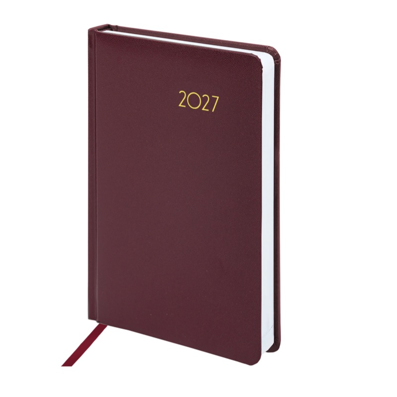 2027/Ежедневник А5 BRAUBERG Select, 138*213 балакрон, бордовый