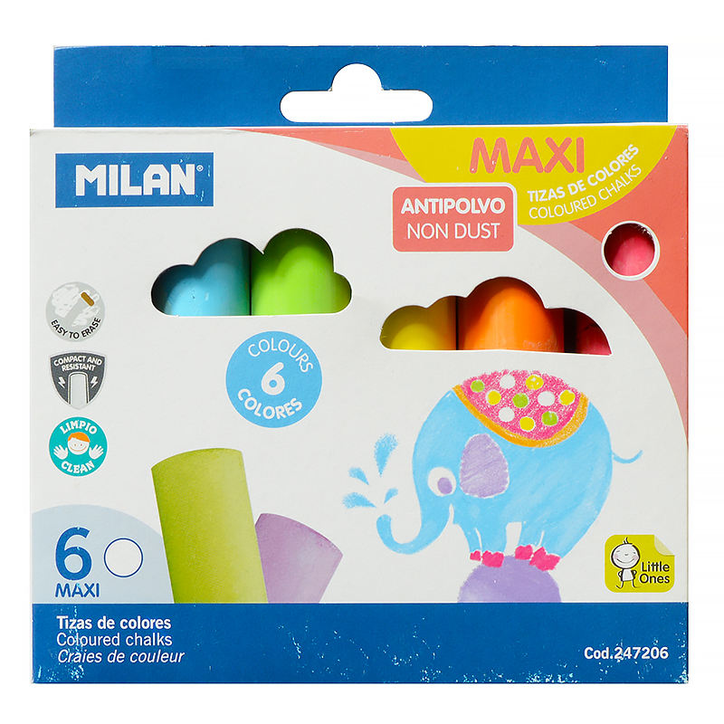 Мел цветной "Milan"Maxi", асфальтовый, 6 цветов — Абсолют