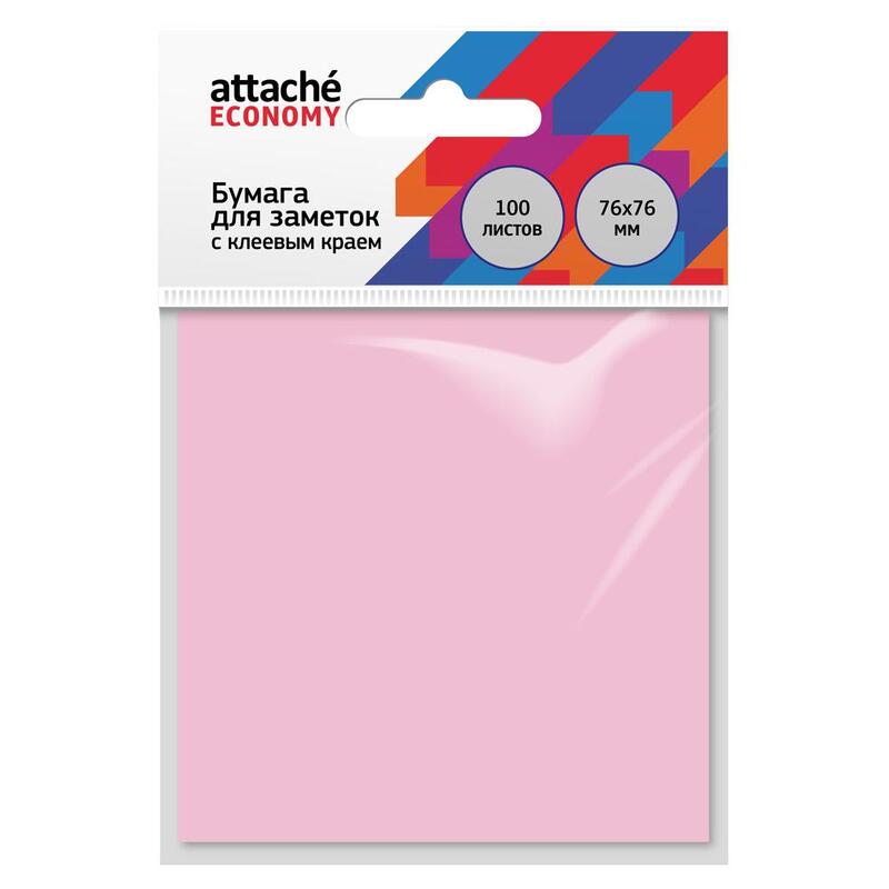 Блок с клеевым краем "Attache" 76х76мм., 100л., розовый, пастель  — Абсолют