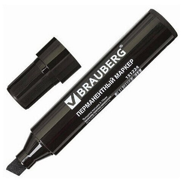 Маркер промышлен. пер. черный 10мм "Brauberg"Jumbo", скош.након./10