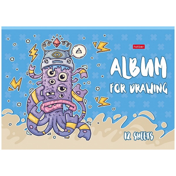 Альбом для рисования Хатбер "Freaky friends"  А4, 12л., скрепка, ассорти — Абсолют