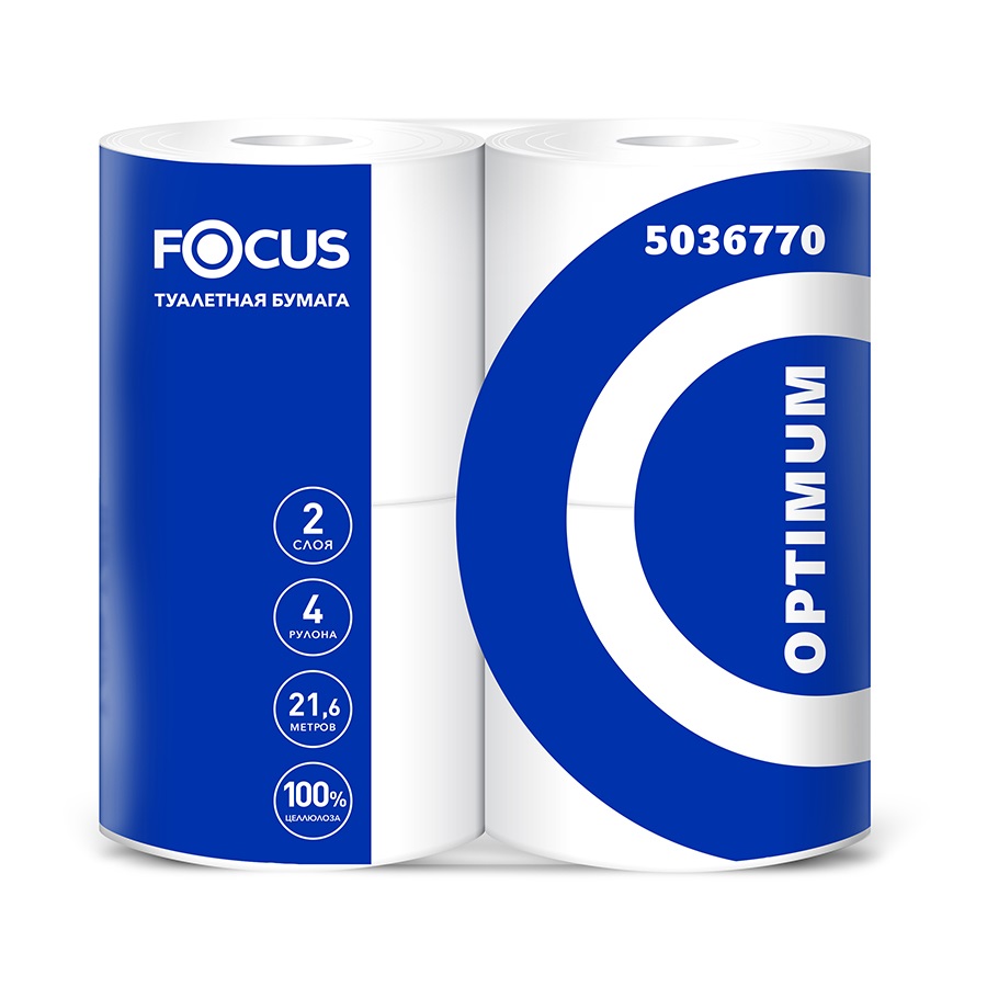 Бумага туалетная Focus Optimum 2сл, 100% цел,22м, 4рул /14