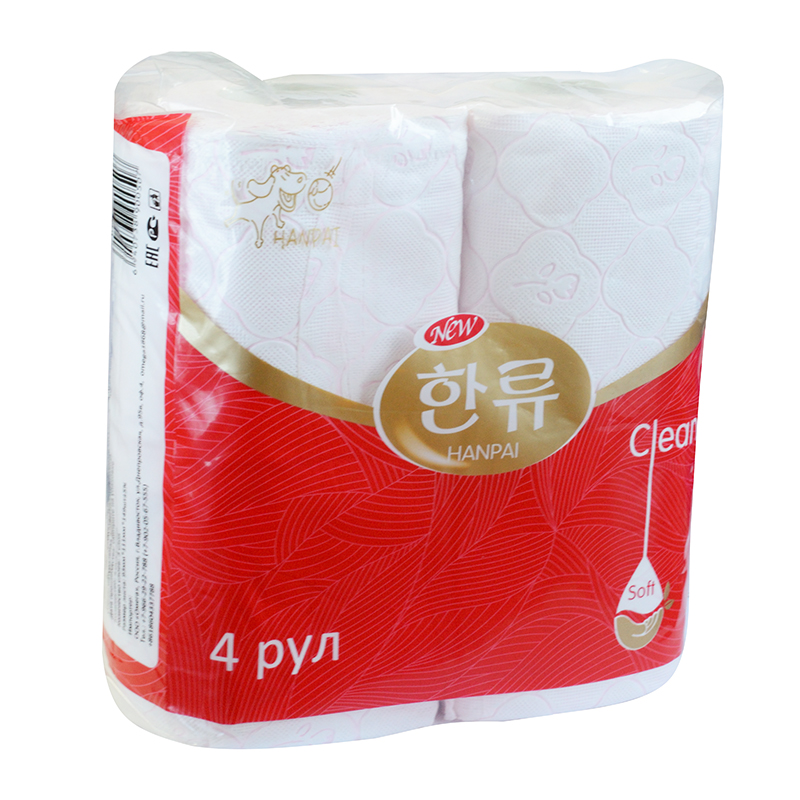 Бумага туалетная "Hanpai" 3-х сл.(в упак.4 рул.), на втулке