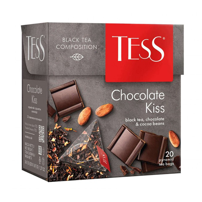 Чай 20 пак. Тесс пирамида, Chokolate Kiss, 1,8г, черн.+шоколад/12 Чай 20 пак. Тесс пирамида, Chokolate Kiss, 1,8г, черн.+шоколад/12