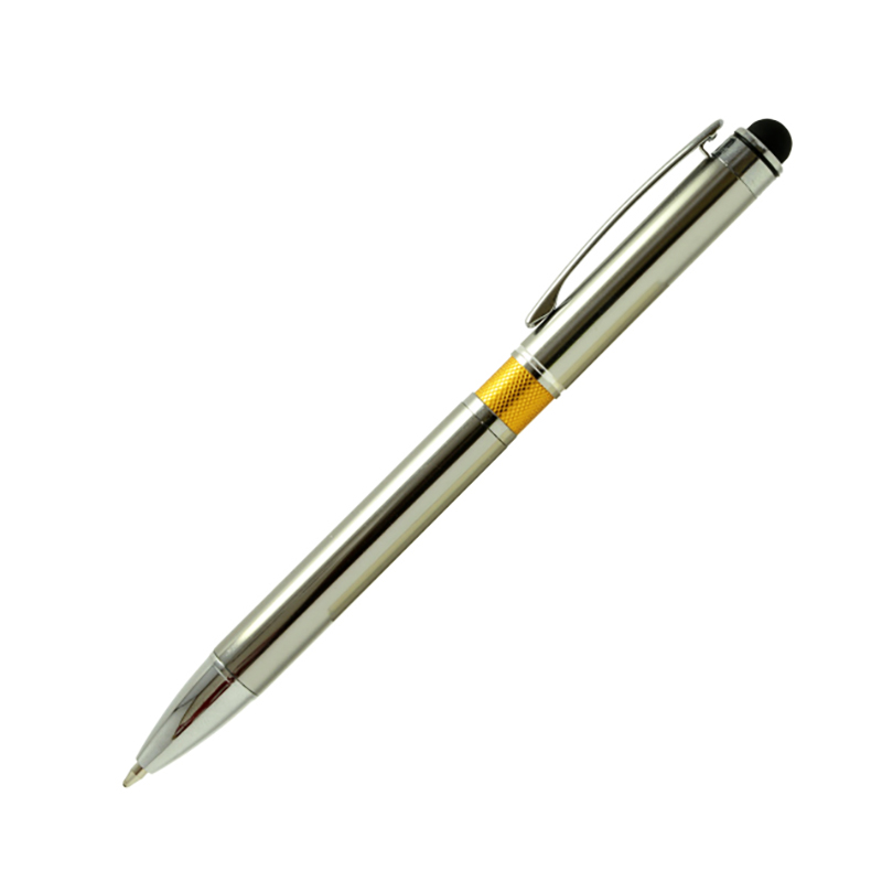 Ручка шар. авт. iP, алюм.корп.,золото, сил.стилус.