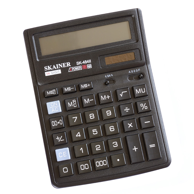 Калькулятор SKAINER "SK-484II", 14 разрядный, черный — Абсолют