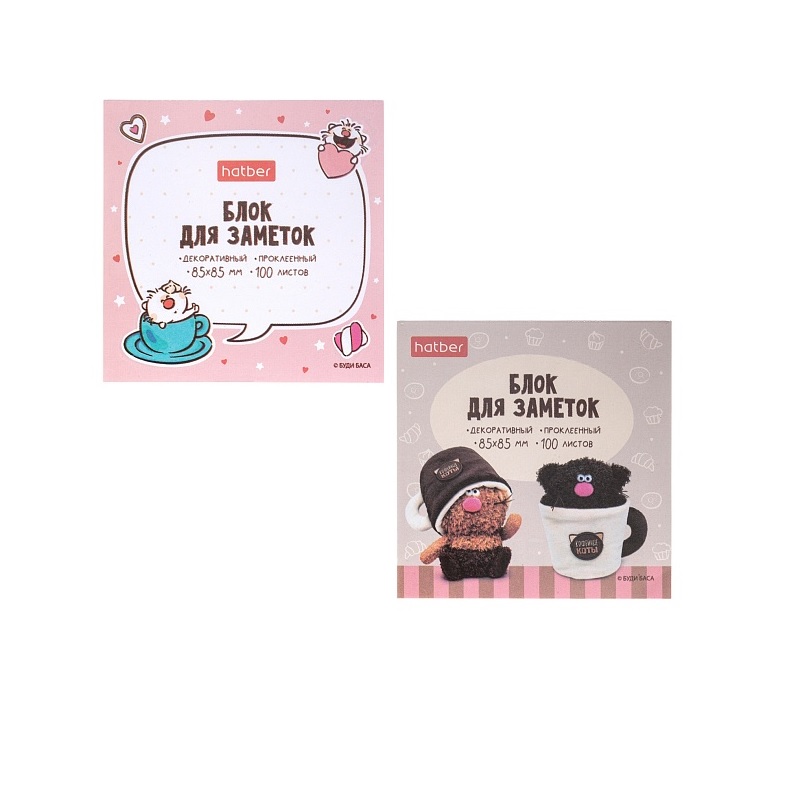 Блок д/з склейка 85*85 Hatber "Кофейные коты" 100 л.
