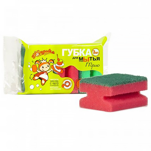 Губка д/посуды "Золушка"Трио 3шт./уп., чистящий слой Губка д/посуды "Золушка"Трио 3шт./уп., чистящий слой