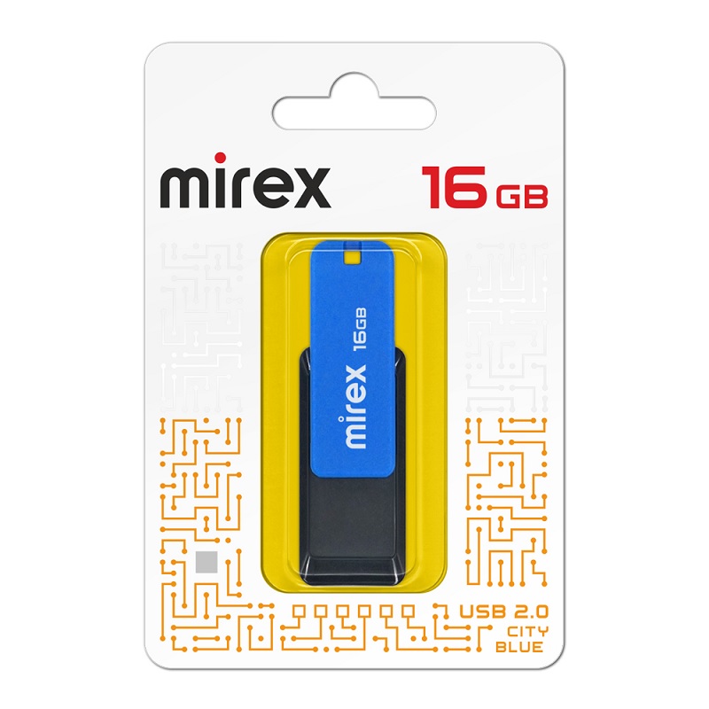 Память USB 2.0 FlashDrive 16GB Mirex City Blue, синяя — Абсолют