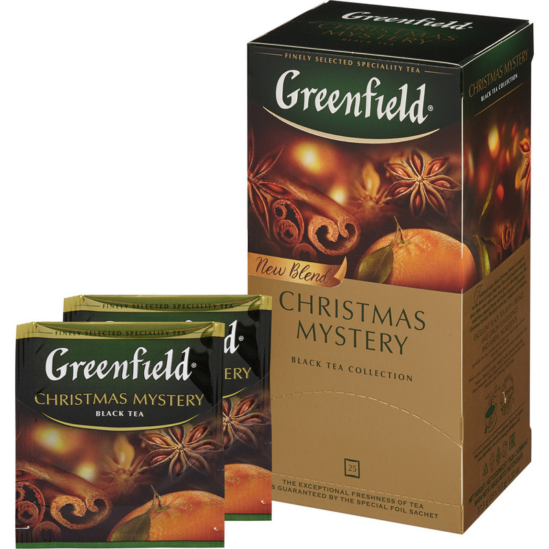 Чай Гринфилд "Christmas Mystery" 25пак., черный + корица — Абсолют
