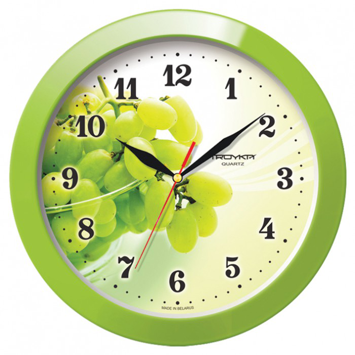 Часы настенные "Тройка. Гроздь винограда" 29см., зеленый — Абсолют
