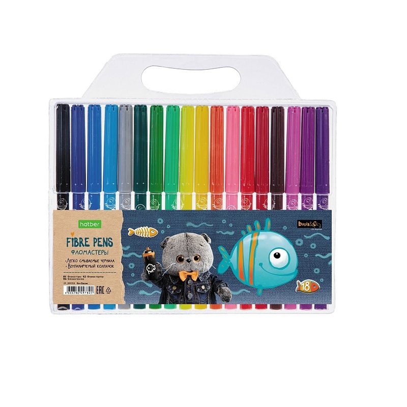 Фломастеры  18 цв. "Хатбер ECO" Кот Басик, блистер