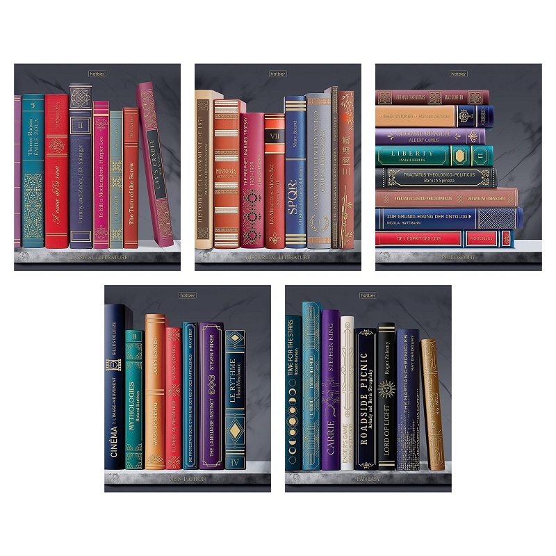 Тетрадь  А5  96л. кл. скоба "Хатбер"Золотые страницы", 3D фольга, ламин. Soft-touch, 5 дизайнов