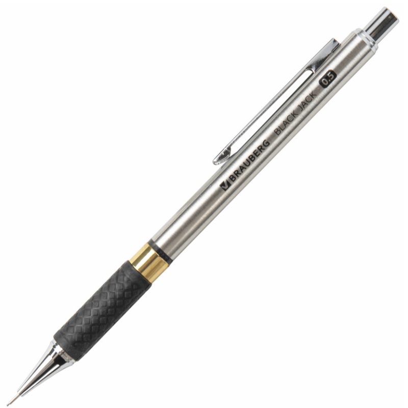 Карандаш мех. 0,5мм Brauberg "BlackJack", метал.корпус, грип, ластик