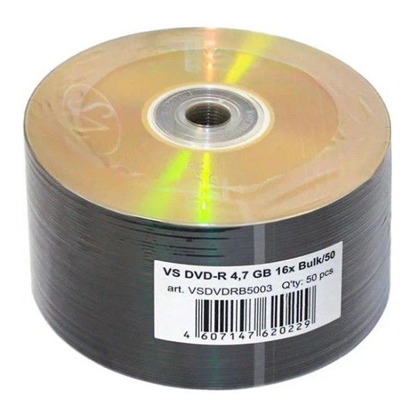 Диски DVD-R "VS"  50шт/п., 4.7Gb 16x Bulk (термоусадка б/шпиля)  — Абсолют