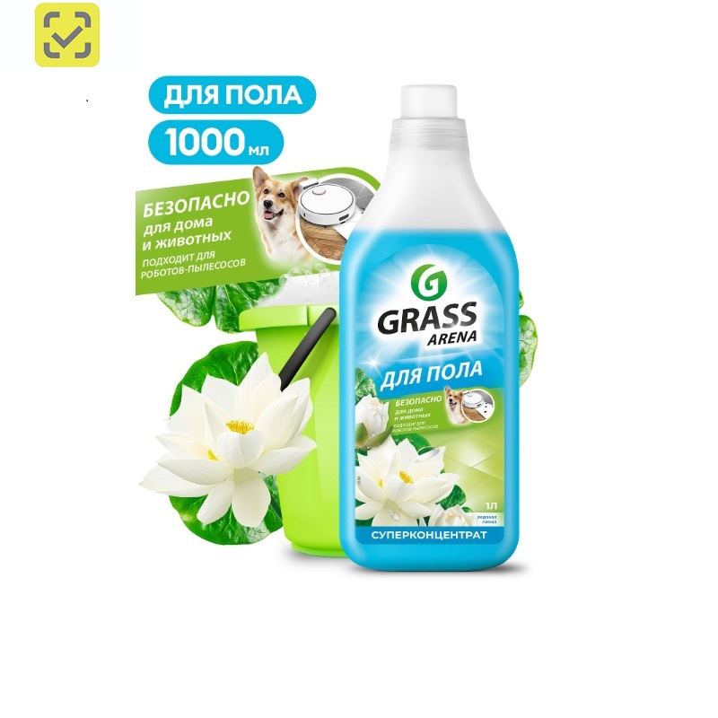 Моющее средство д/полов Grass "Arena" Водяная лилия 1л, полирующ.эффект/12