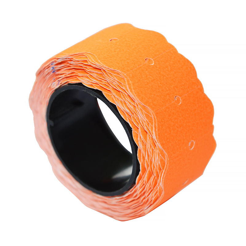 Этикет-лента 21,4*12 мм, оранжевая, волнистым краем  (400 шт. в рулоне) — Абсолют