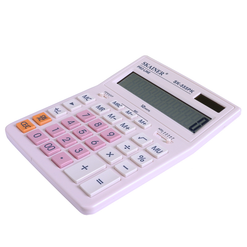 Калькулятор SKAINER "SK-555PK", 12 разр., розовый — Абсолют