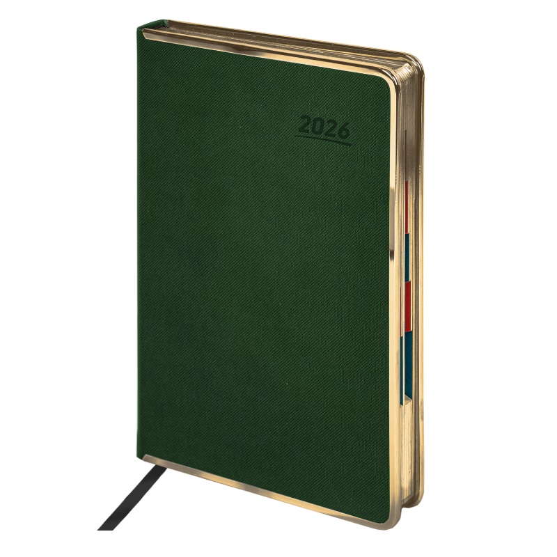 2026/Ежедневник А5 GALANT lnfiniti Gold, 148*218, под кожу, темно-зеленый