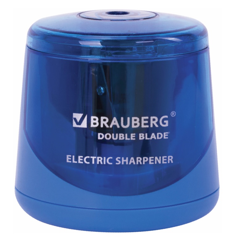 Точилка электрическая Brauberg "Double Blade Blue" 1 отверст., пластик, синий