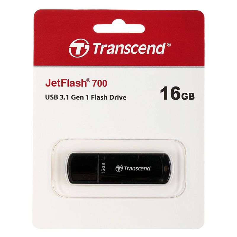 Память USB 3.1 "Transcend JF 700 Black", 16Гб., черный — Абсолют