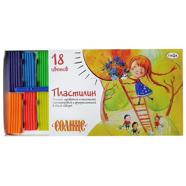 Пластилин 18 цв.    220г.  "Оранжевое солнце"/24