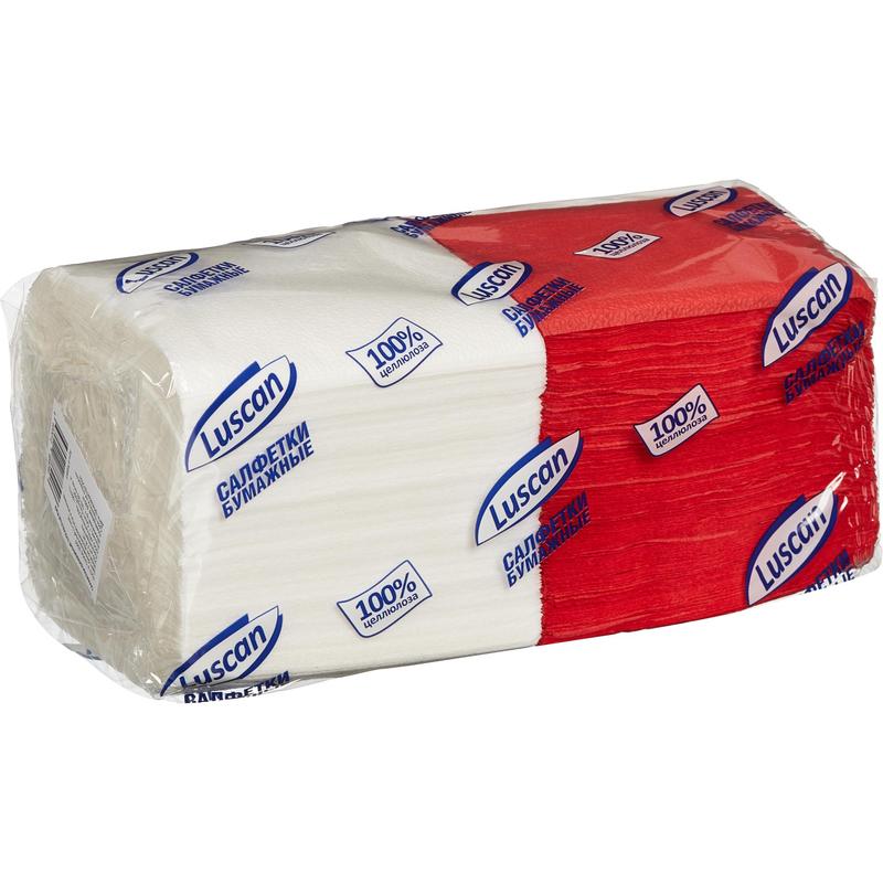 Салфетки 1 сл.(упак 250шт.) Luscan, 24см*24см, микс белые/красные Салфетки 1 сл.(упак 250шт.) Luscan, 24см*24см, микс белые/красные