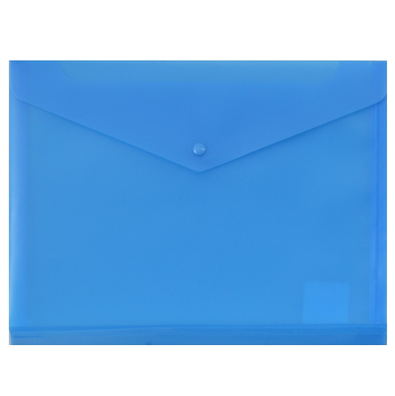 Папка-конверт на кнопке Бюрократ, с расширением, прозрачная, цвет - синий — Абсолют
