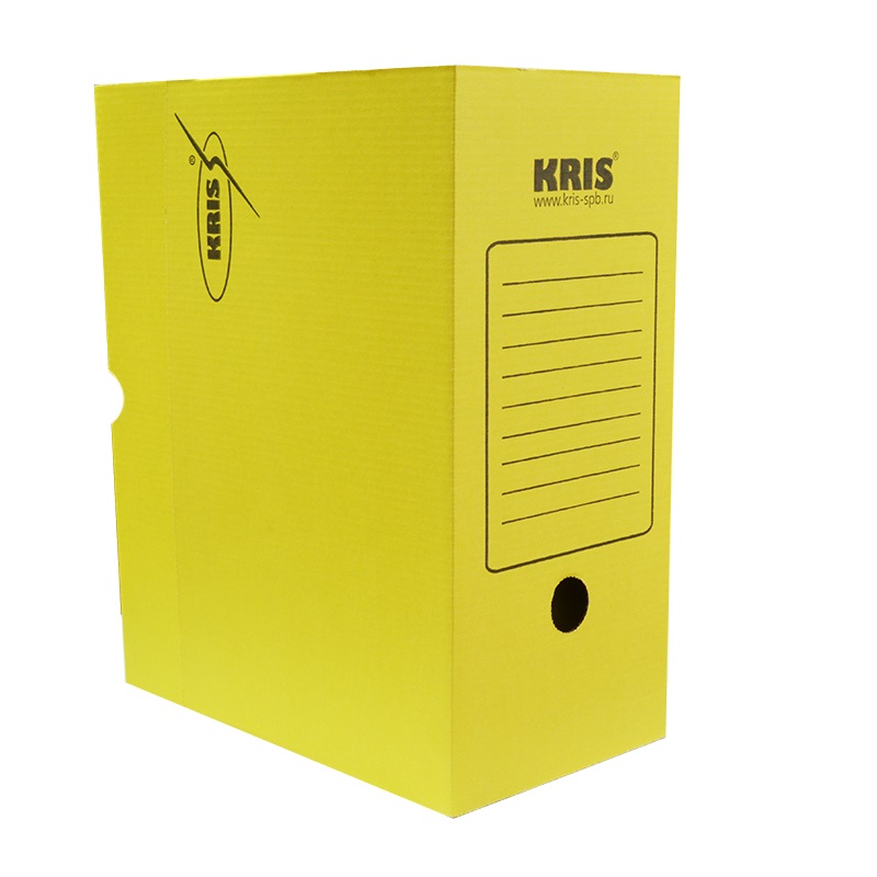 Короб архивный "KRIS", 150 мм, разборный, желтый — Абсолют