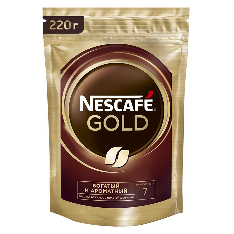 Кофе пакет 220гр Нескафе Голд/12