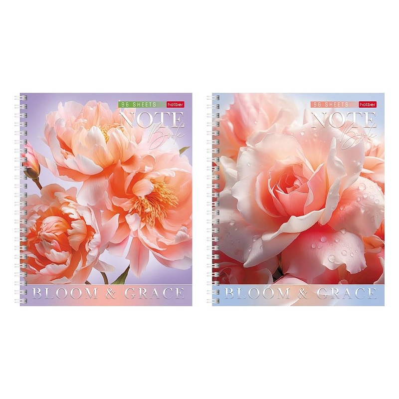 Тетрадь  А5  96л. кл. спир. "Хатбер"Цветение и грация", ламин. Soft-touch, 2 дизайна 