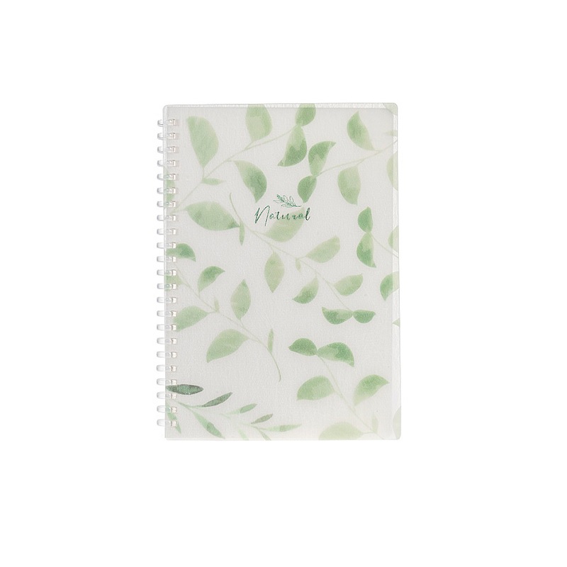 Тетрадь  А5  80л. кл. спир. Хатбер "Natural leaves", облож. пластик с печатью