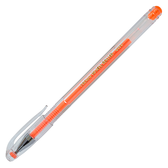 Ручка гелевая "Crown",  0,7 мм, оранжевый неон — Абсолют