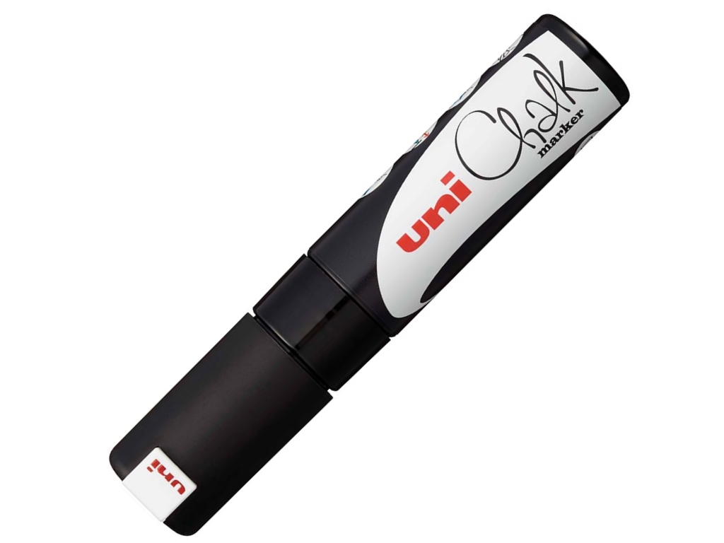 Маркер меловой "UNI Chalk", 8 мм, черный флуоресцентный — Абсолют