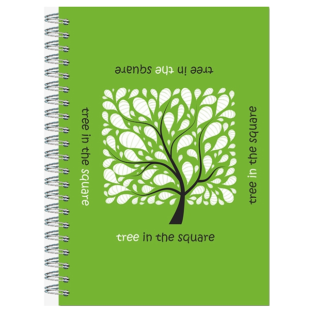 Блокнот А6 Полином "Дерево в квадрате", 60л., клетка, спираль, рисунок ассорти — Абсолют