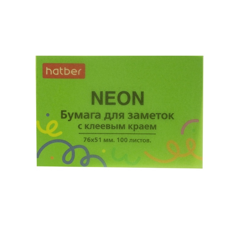 Блок с кл.сл.51*76 Hatber 100л., неон. зеленый