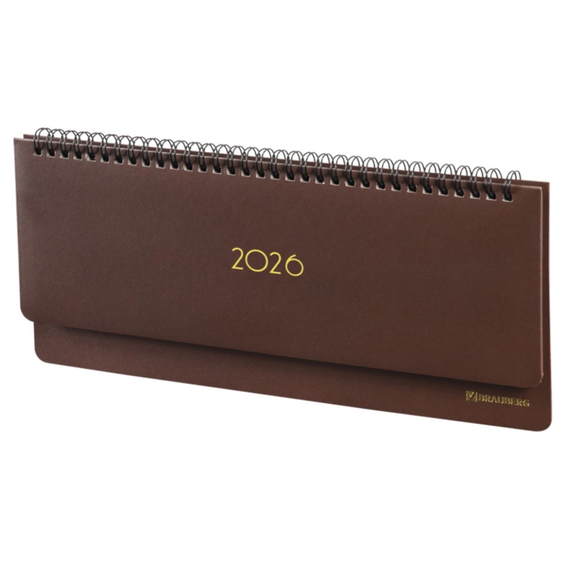 2026/Планинг BRAUBERG "Select", 305х140мм, гребень, под кожу, коричневый